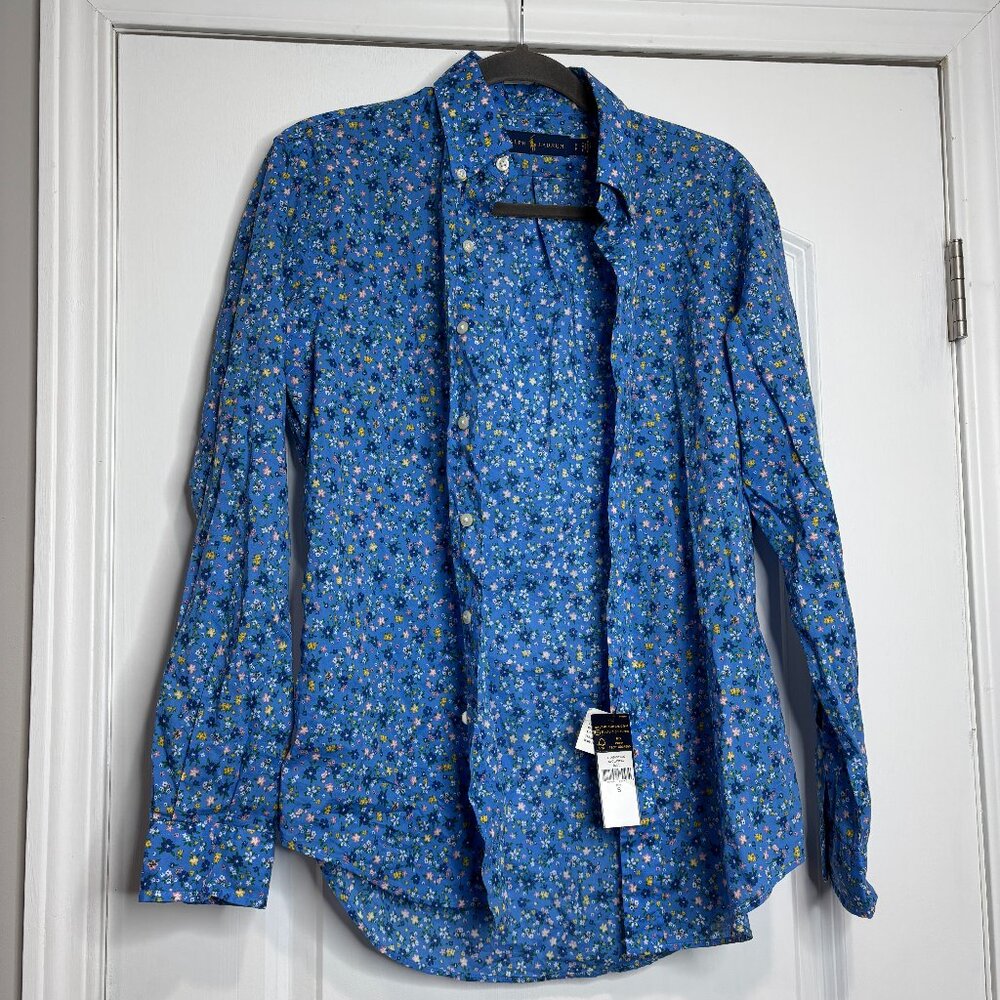 Men's Ralph Lauren Blue Floral Button Down Shirt Size Small NWT